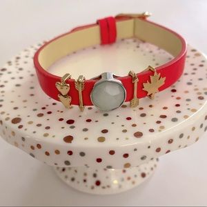 Keep Collective Stella & Dot Hot Pink Leather Band Charm Bracelet with 5 charms